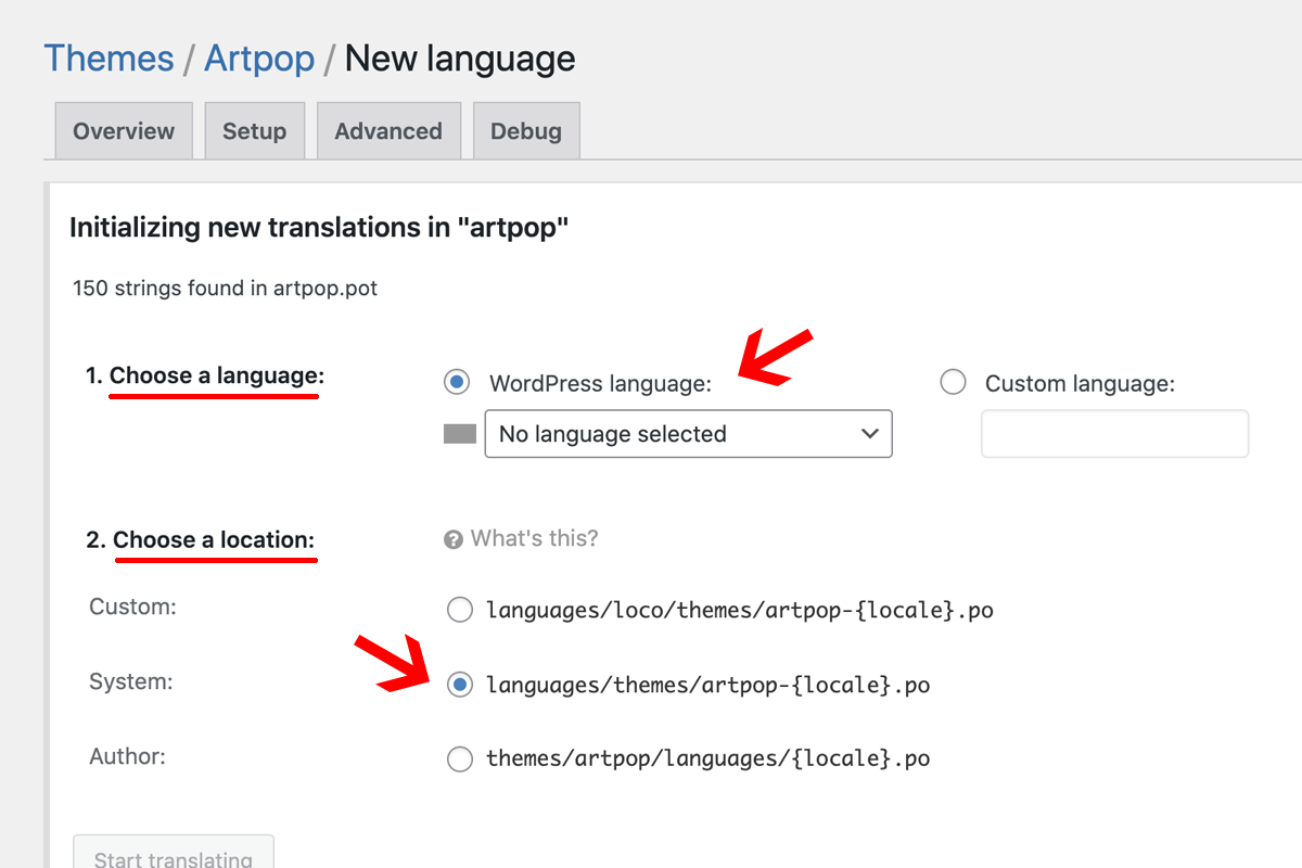 how to add translation to wordpress theme